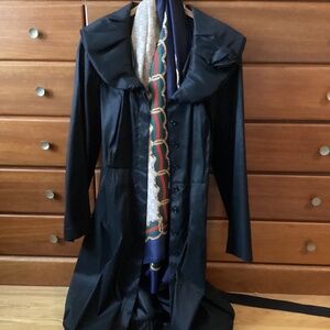 Laura Black Button Down Trench Style Coat with Collar  - size 18